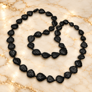 Black Agate Leaf Mala