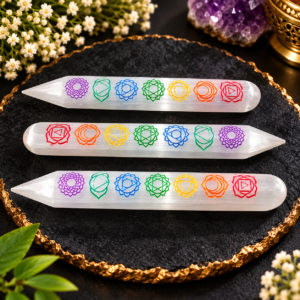 Selenite 7 Chakra Stick