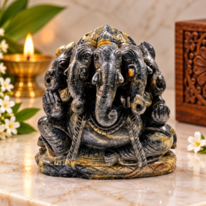 Blue Sapphire Ganesha 5 Mukhi
