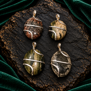 Rainforest Jasper Oval Raping Pendant