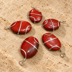 Red Jasper Oval Raping Pendant