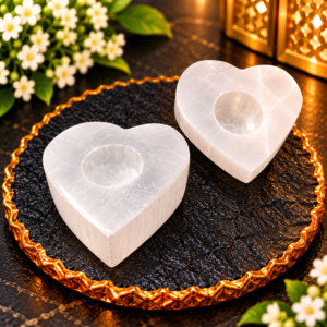 Selenite Heart Candel Holder