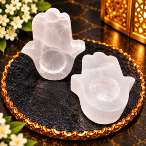 Selenite Hamna Hand Candel Holder