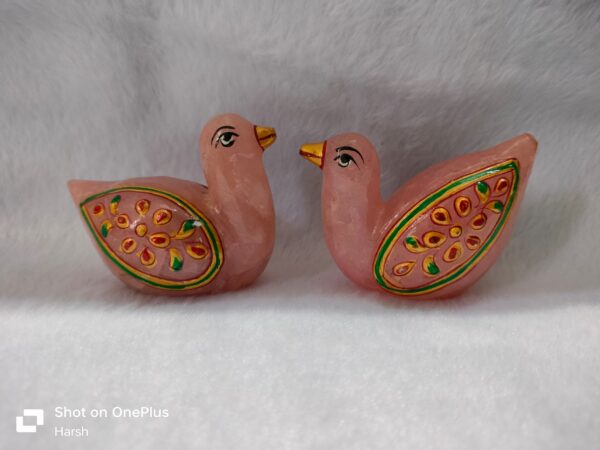 Rose Quartz Painting Duck Pair