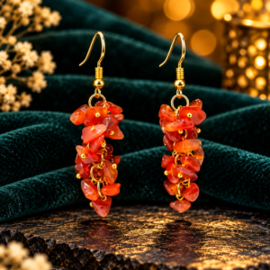 Red Carnelian Uncut Earing