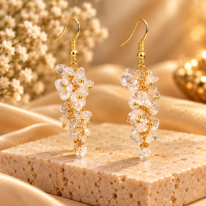 Clear Quartz Uncut Earing