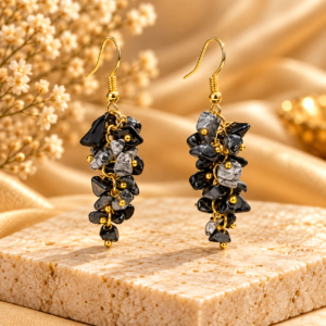 Black Tourmaline Uncut Earing