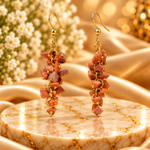 Red Sunstone Uncut Earing