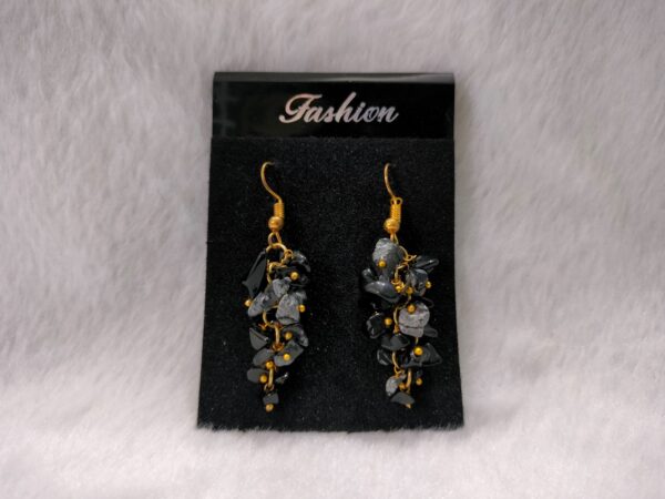 Black Tourmaline Uncut Earing
