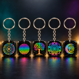 Black Tourmaline Organ Keychains With Reiki Symbol