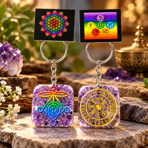 Amethyst Organ Keychains With Reiki Symbol
