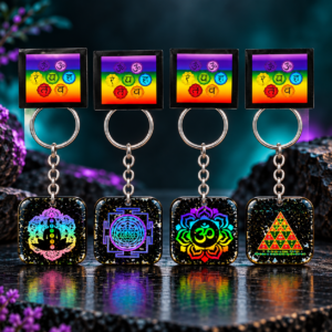 Black Tourmaline Organ Keychains With Reiki Symbols