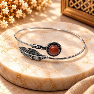 Red Sunstone Metal Kada