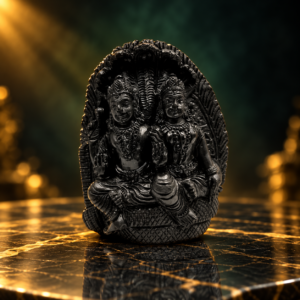 Vishnu Bhagwan & Laxmi Ji Hand Carved In Shaligram