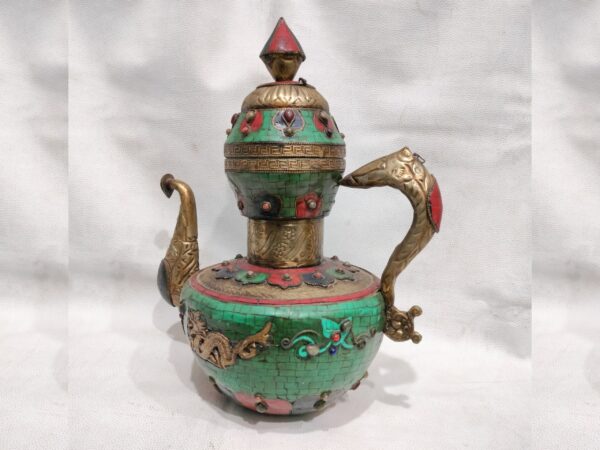 Nepali Jug With Coral , Turquoise And Lepis