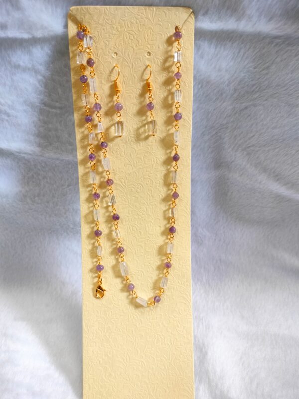 Amethyst + Clear Quartz 3 pcs set