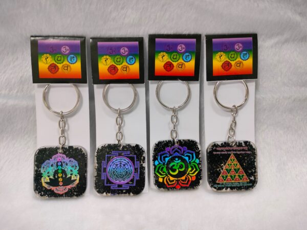 Black Tourmaline Organ Keychains With Reiki Symbols