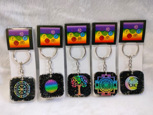 Black Tourmaline Organ Keychains With Reiki Symbol