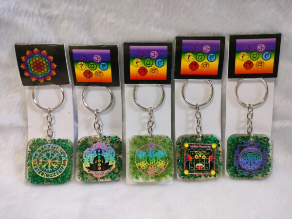 Green Zade Organ Keychains With Reiki Symbol