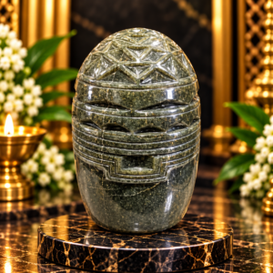 Green Avenchurine Shivling With Carving Shreeyantra