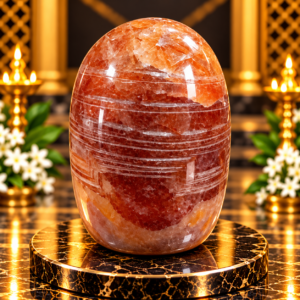 Red Avenchurine Shivling With Carving Shreeyantra