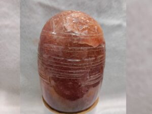 Red Avenchurine Shivling With Carving Shreeyantra