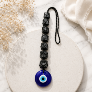 Black Tourmaline With Evil Eye Hanging