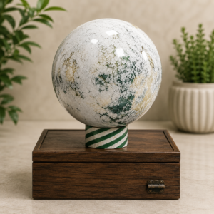 White Moss Agate Ball